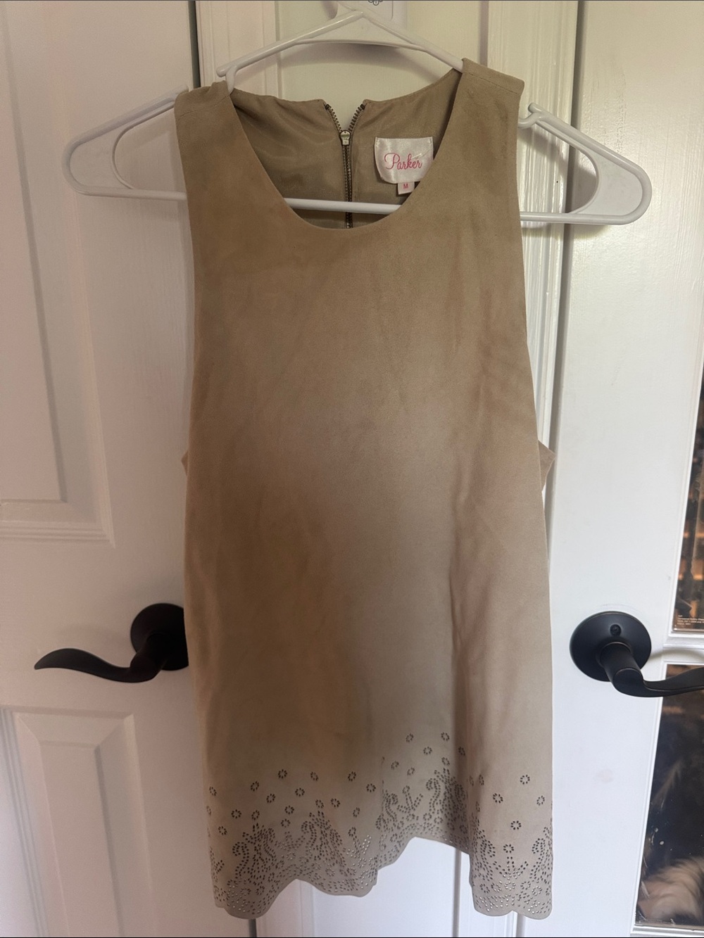 Parker Sleeveless leather detailed Shell Top in Tan